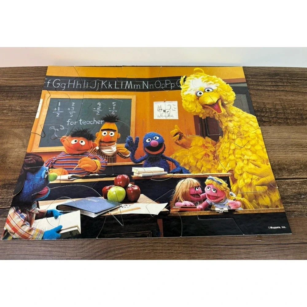 Lot Of 2 Sesame Street Puzzles 24 Pieces School Classroom & Baking Chef Cookies